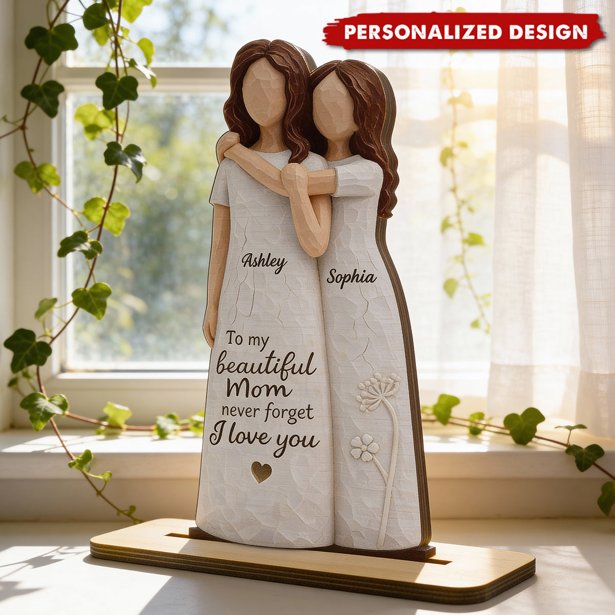 Mom Never Forget I Love You-Personalized Wooden Plaque-Mother's Day Gift For Mom