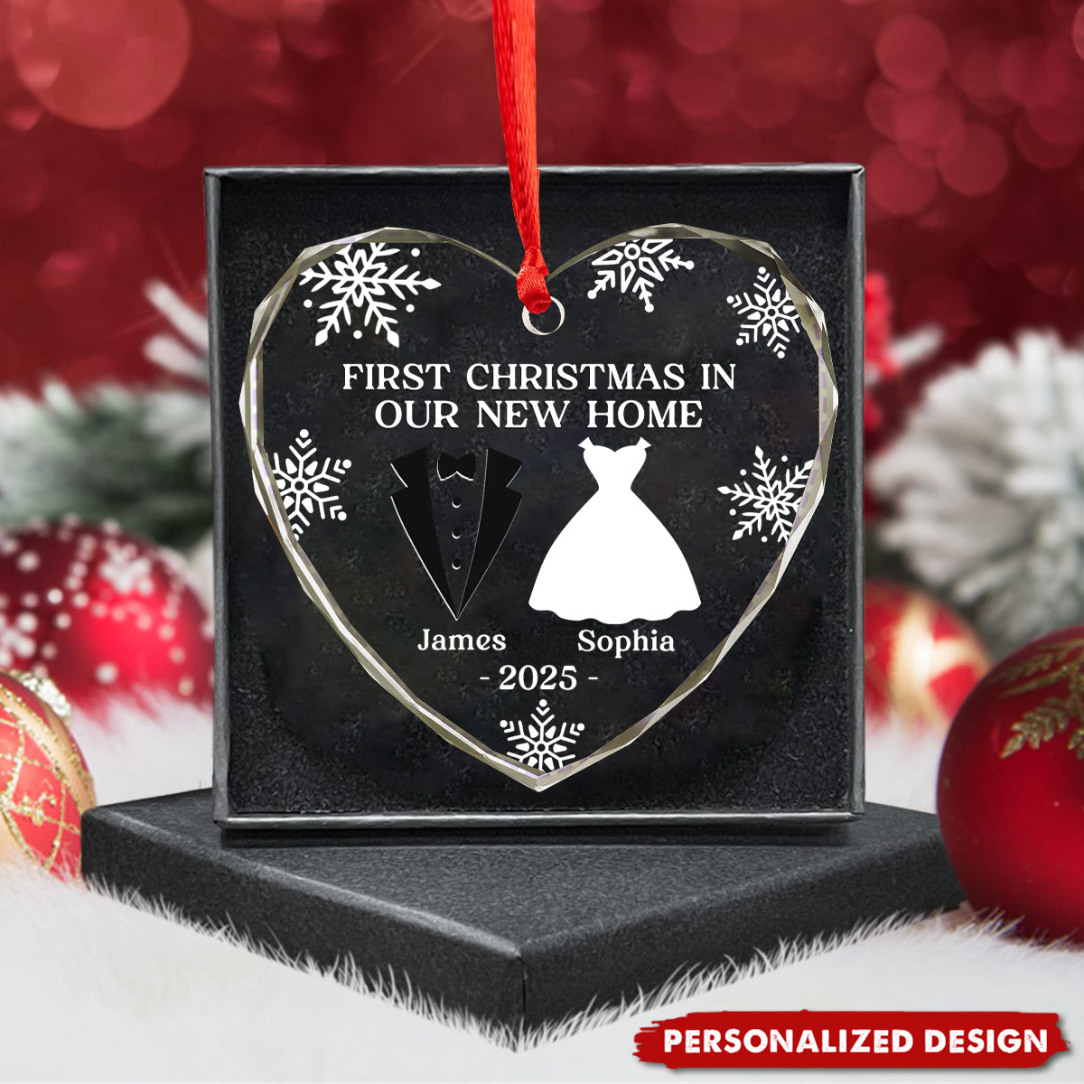 Personalized Anniversary Christmas Wedding Ornament Gifts For Husband And Wife, Him And Her-Our First Christmas As Husband And Wife