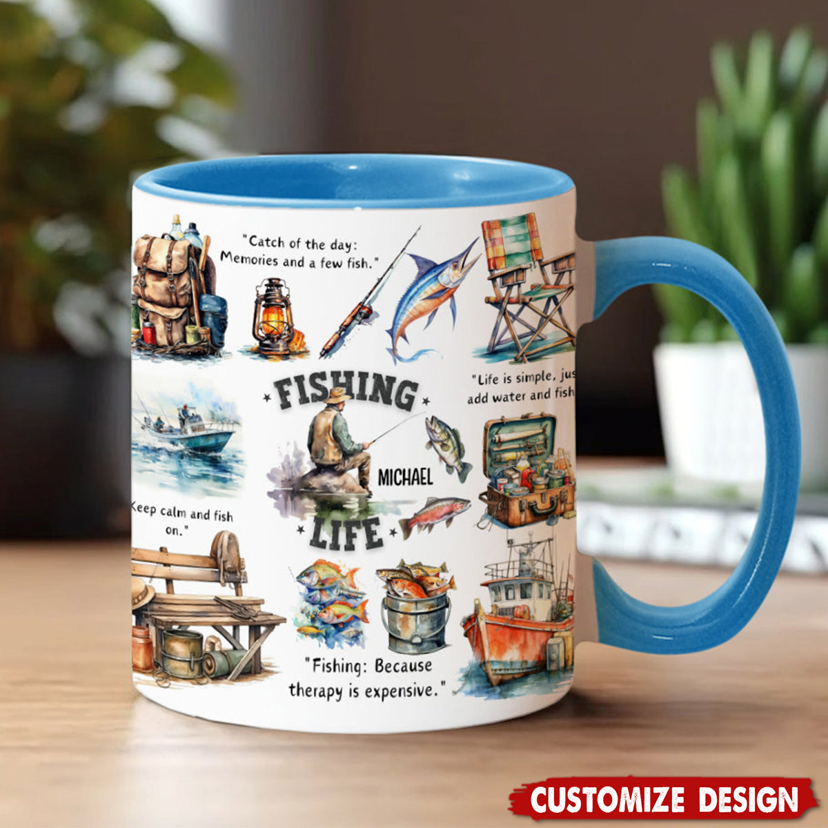 Personalized Fishing Accent Mug - Gift For Fishing Lovers
