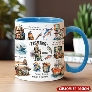 Personalized Fishing Accent Mug - Gift For Fishing Lovers