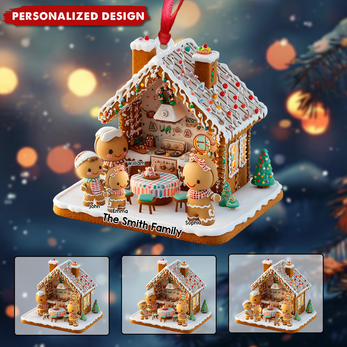Ginger Bread Family - Personalized Family Ornament