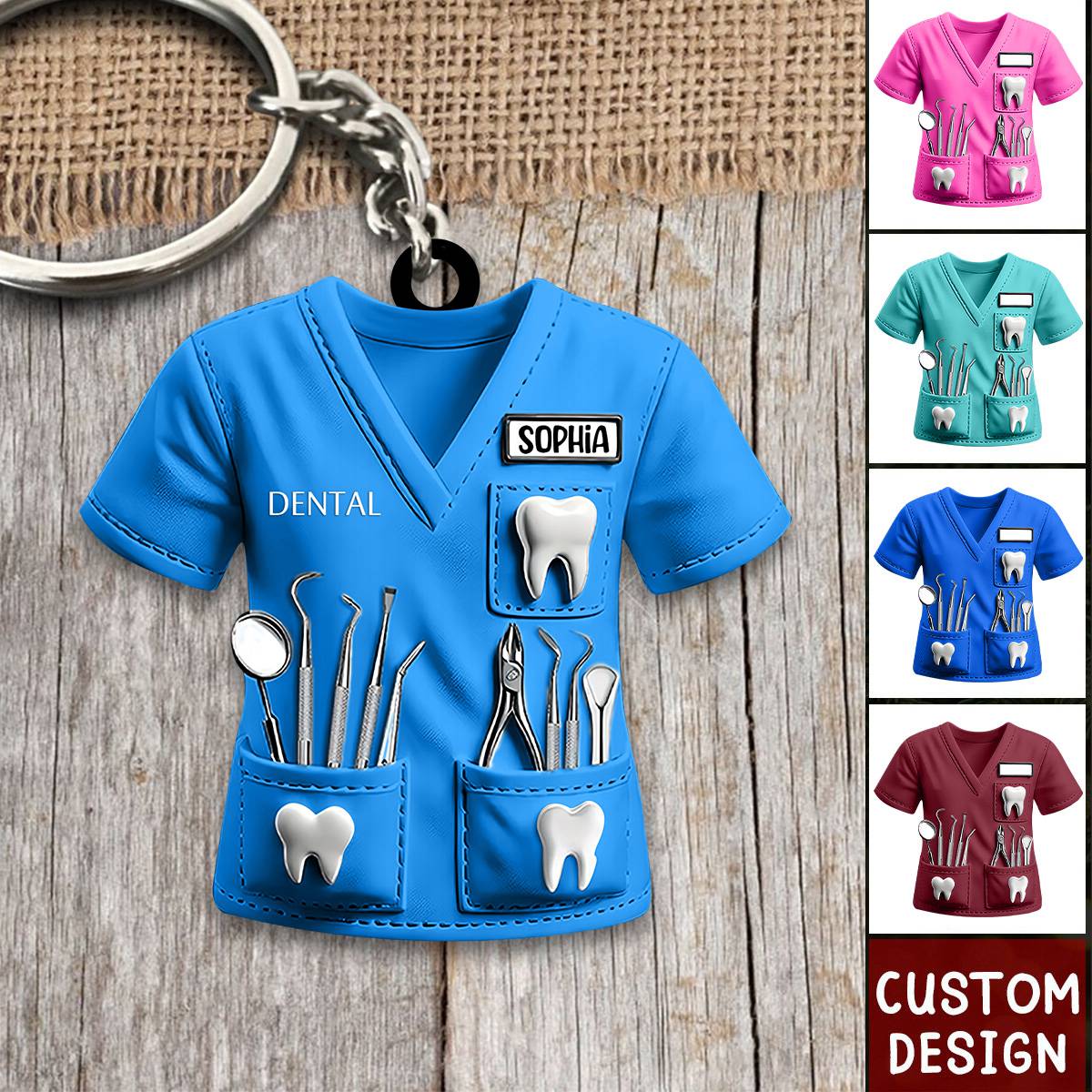 Personalized Dental Unifrom Keychain