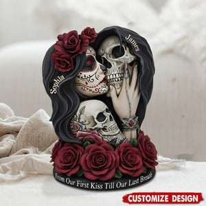 From Our First Kiss Till Our Last Breath - Personalized Skull Custom Shaped Acrylic Plaque