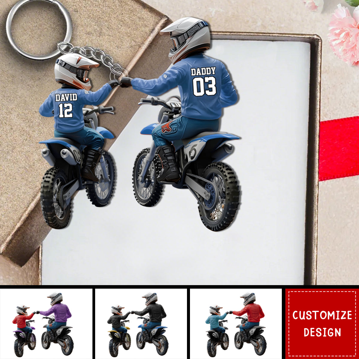 Dirt Bike Dad And Kid - Personalized Dirt Bike Acrylic Keychain
