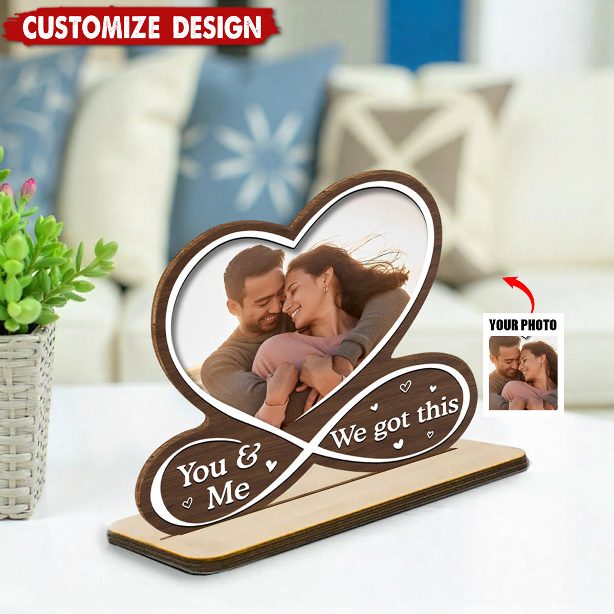 Love Is You - Personalized 2-Layer Wood Plaque