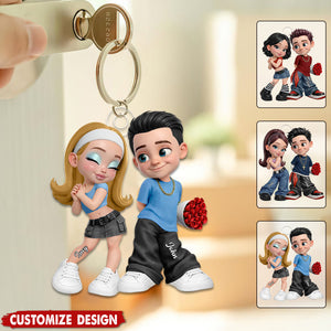 Trendy Y2K Couple Keychain - Personalized Gift For Couples
