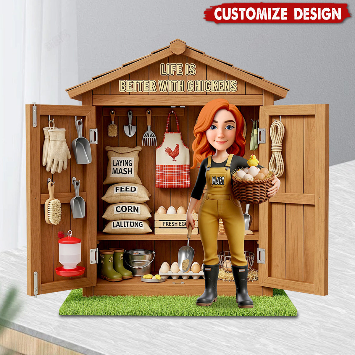 Chicken Girl Acrylic Plaque Personalized - Gifts For Farmers