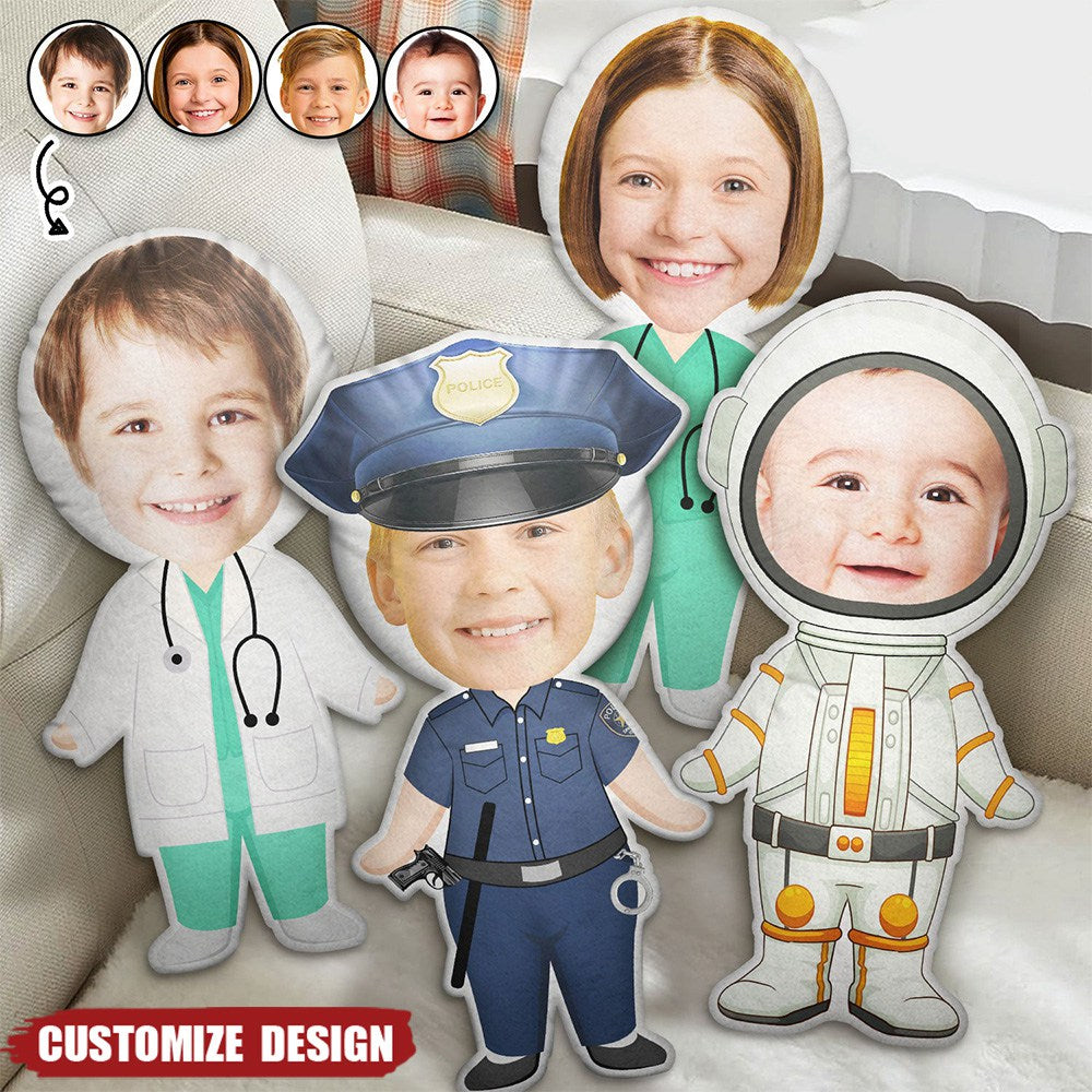 Custom Photo Funny Kid Dream Jobs - Gift For Children, Grandkids - Personalized Custom Shaped Pillow