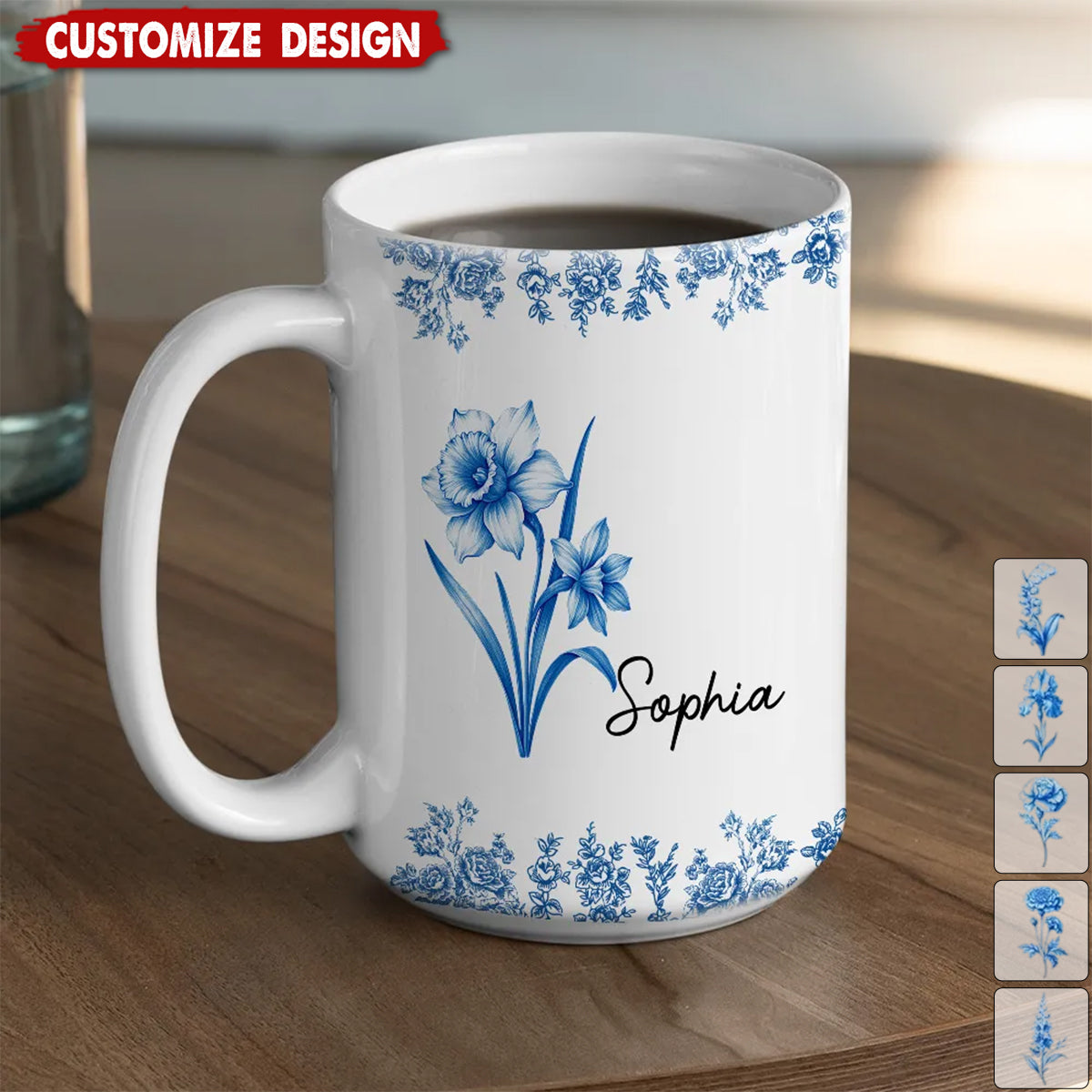 Friends Are Flowers That Never Fade Toile - Personalized Coffee Mug