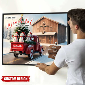 Rustic Christmas Family - Personalized Family Canvas And Poster