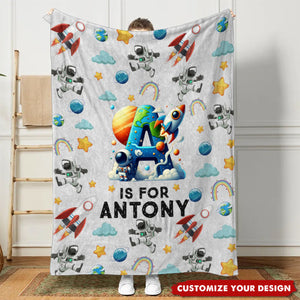 Monster Truck, Astronaut Letter - Personalized Kid Blanket