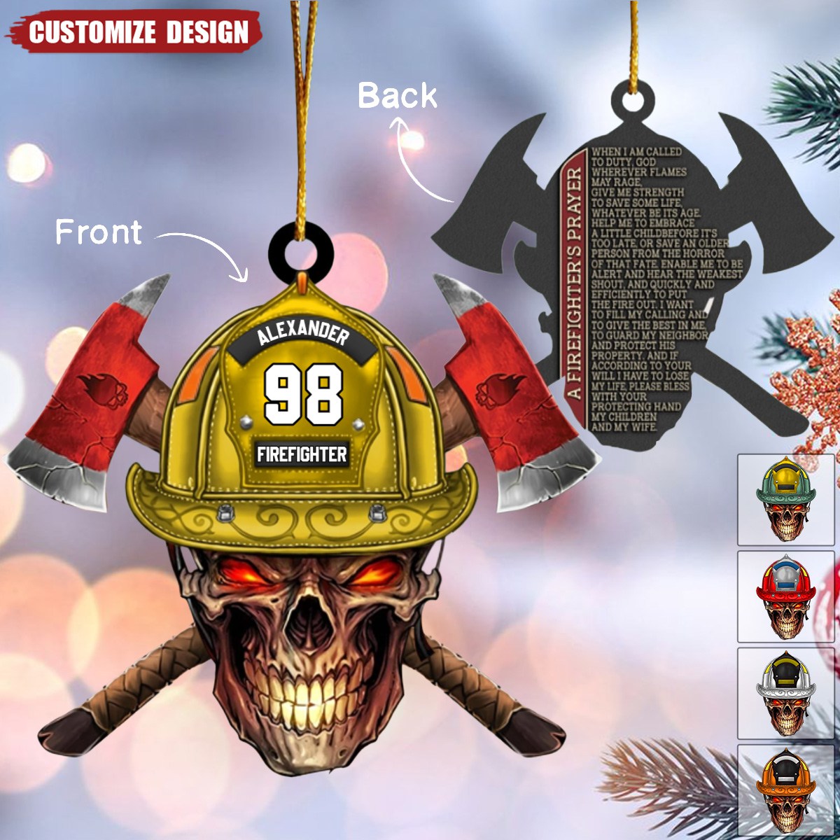 2024 New Release Personalized Firefighter's Prayer Ornament Gift For Fireman