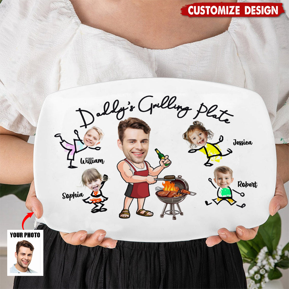 Daddy Grilling Plate - Father's Day Gift For Dad, Grandpa