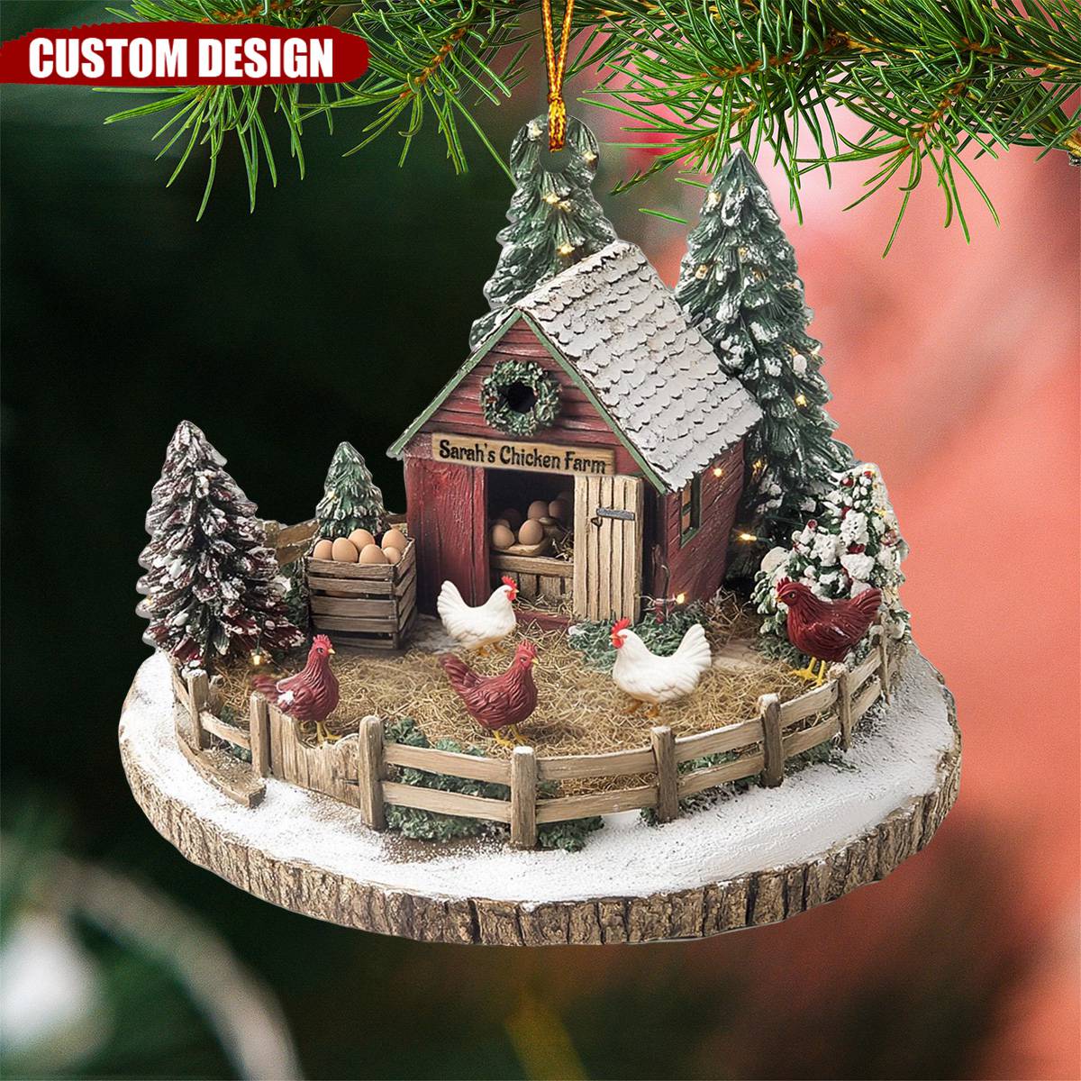 Personalized Dreamy Chicken Farm Ornament-Gifts For Chicken Lovers