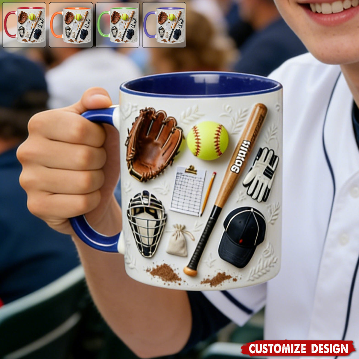 Love Softball - Personalized Softball Accent Mug