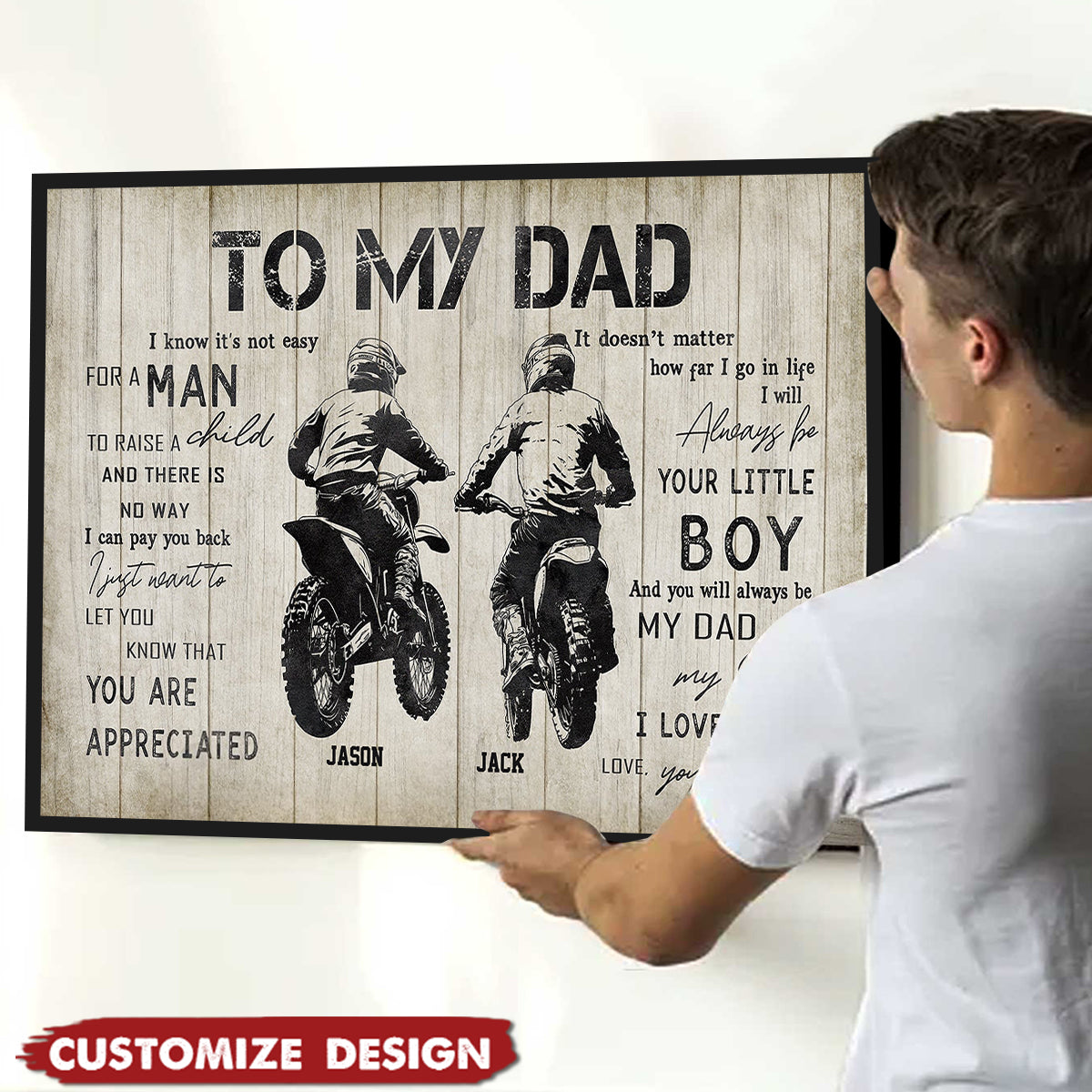 Personalized Motocross Dad Son Poster - Birthday,Father's Day Gift For Motocross Lovers