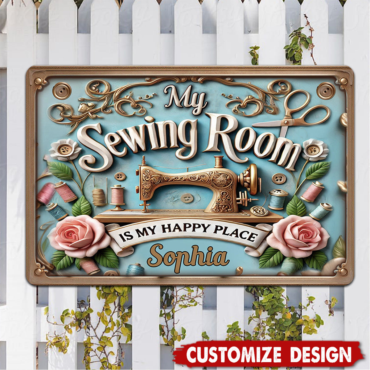 My Sewing Room - Personalized Sewing Rectangle Metal Sign