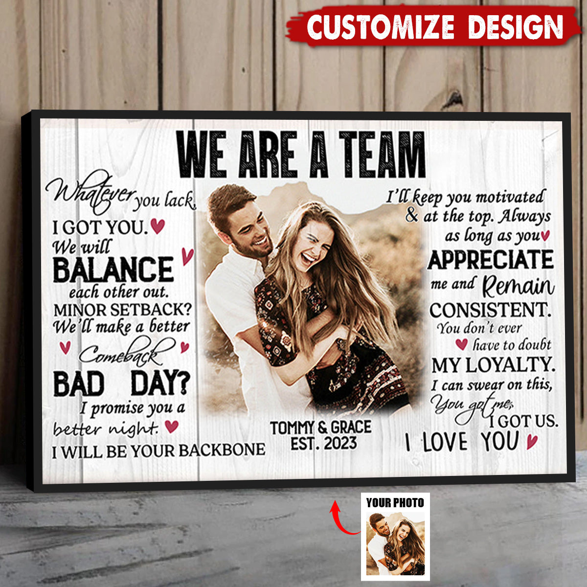 We Are A Team Personalized Couple Poster - Anniversary Gift For  Wife,Husband