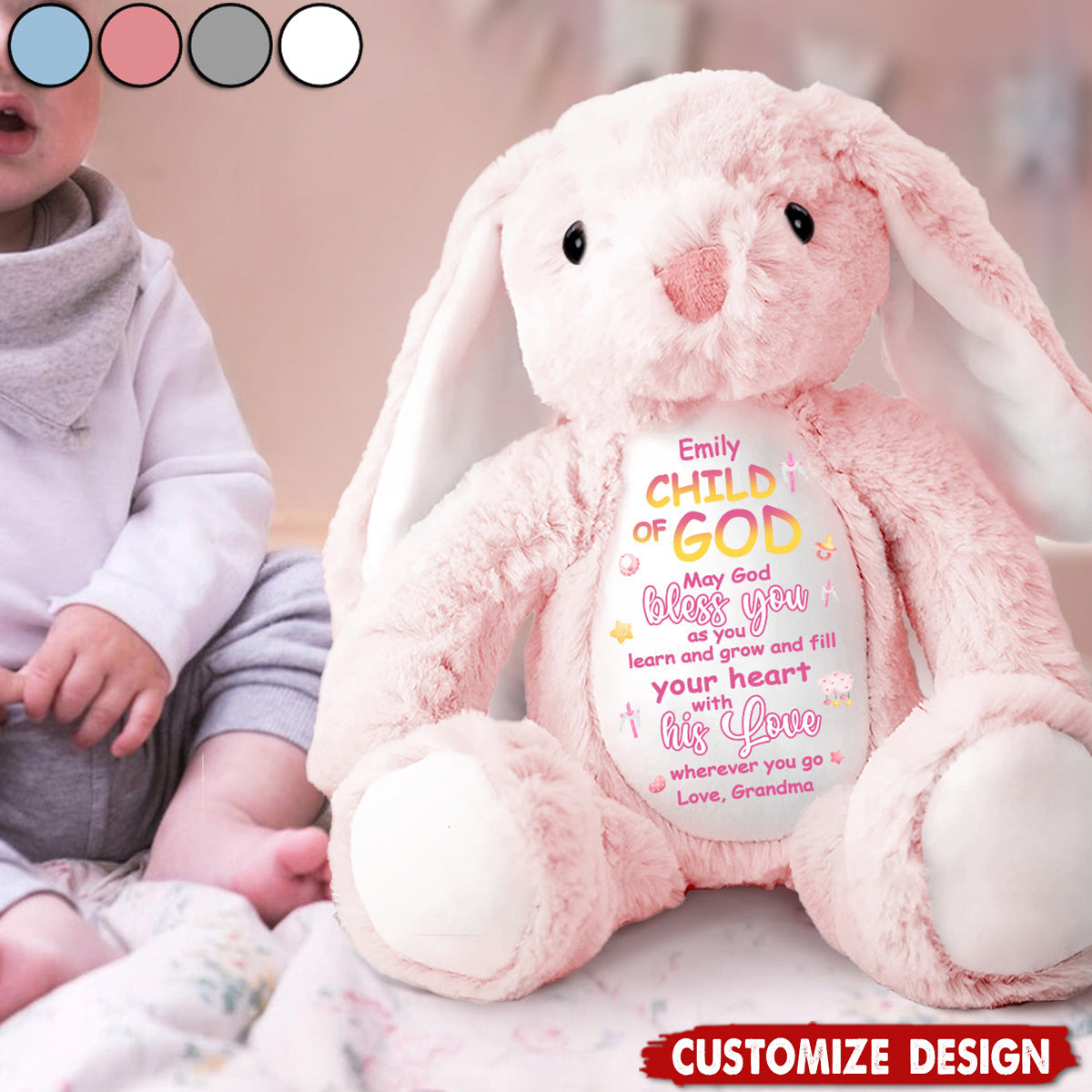 May God Bless You - Personalized Stuffed Bunny
