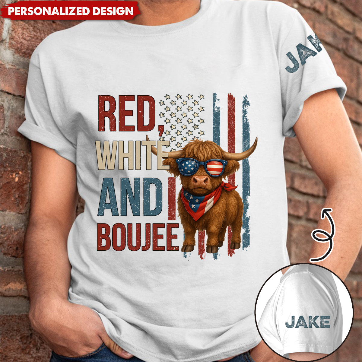 Red White And Animal Patriotic - Personalized Unisex T-Shirt
