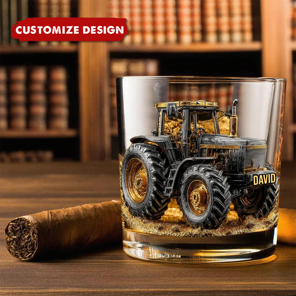 Strong Farmer - Personalized Tractor Whiskey Glass