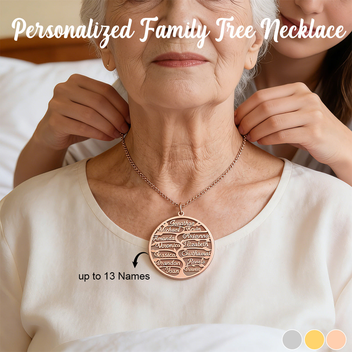 Personalized Family Tree Necklace-Gift for Mom Grandma