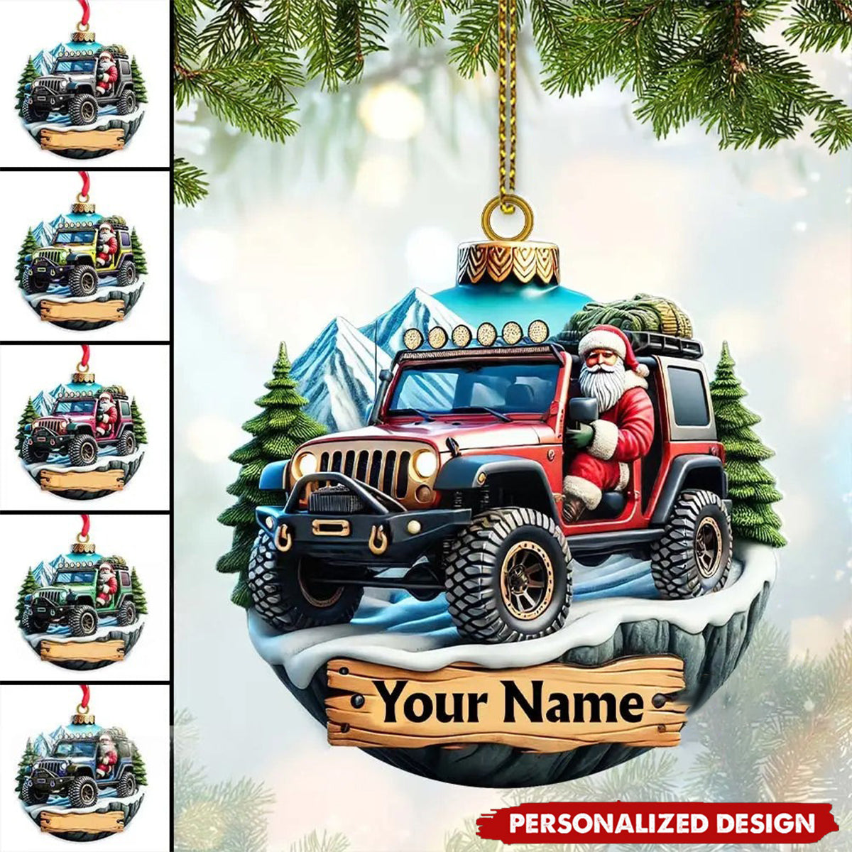 Custom Name Santa Ride Ornament, Santa Christmas Gift