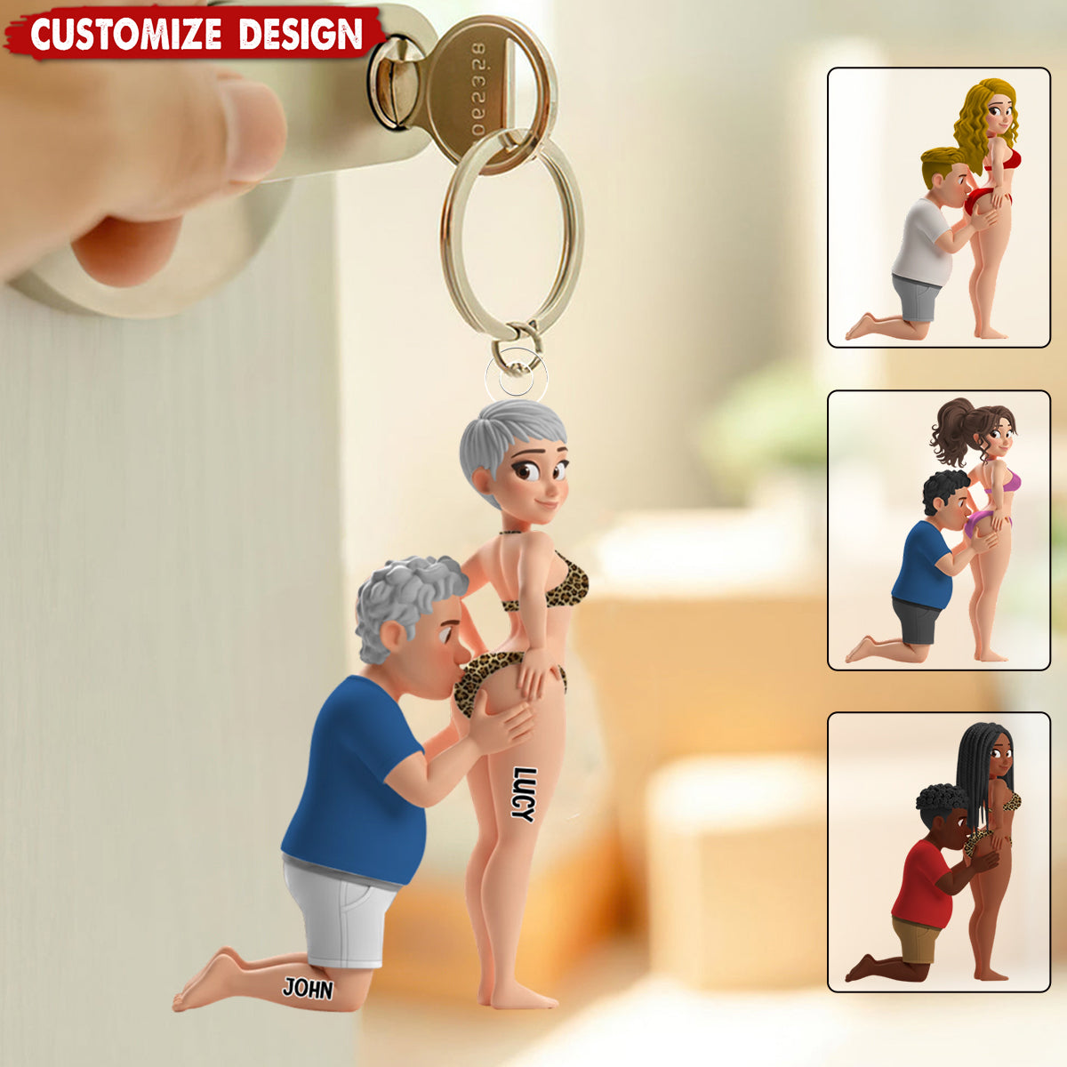 Naughty Couple Acrylic Personalized Keychain - Gifts For Couple