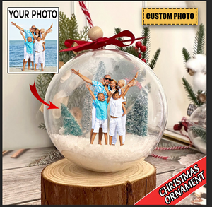 Custom Photo Christmas Ball Ornament, Personalized Christmas Gifts