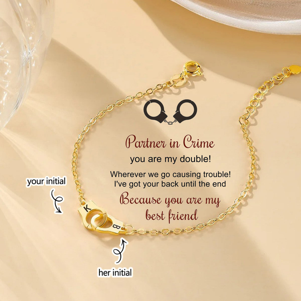 Personalized Handcuff Interlocking Infinity Double Initials Bracelet
