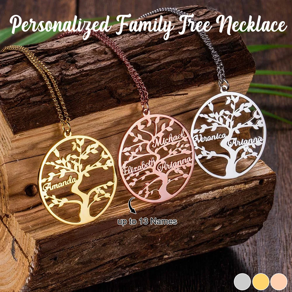 Personalized Family Tree Necklace-Gift for Mom Grandma