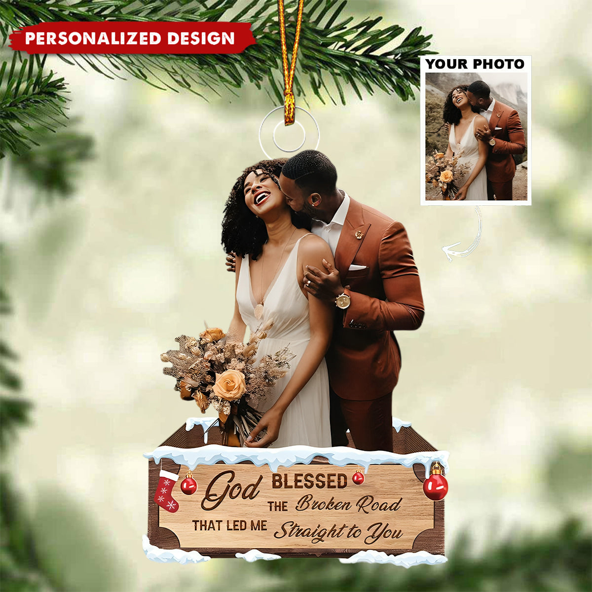 Personalized Photo Christian Couple Acrylic Christmas Ornament-Gifts For Couple