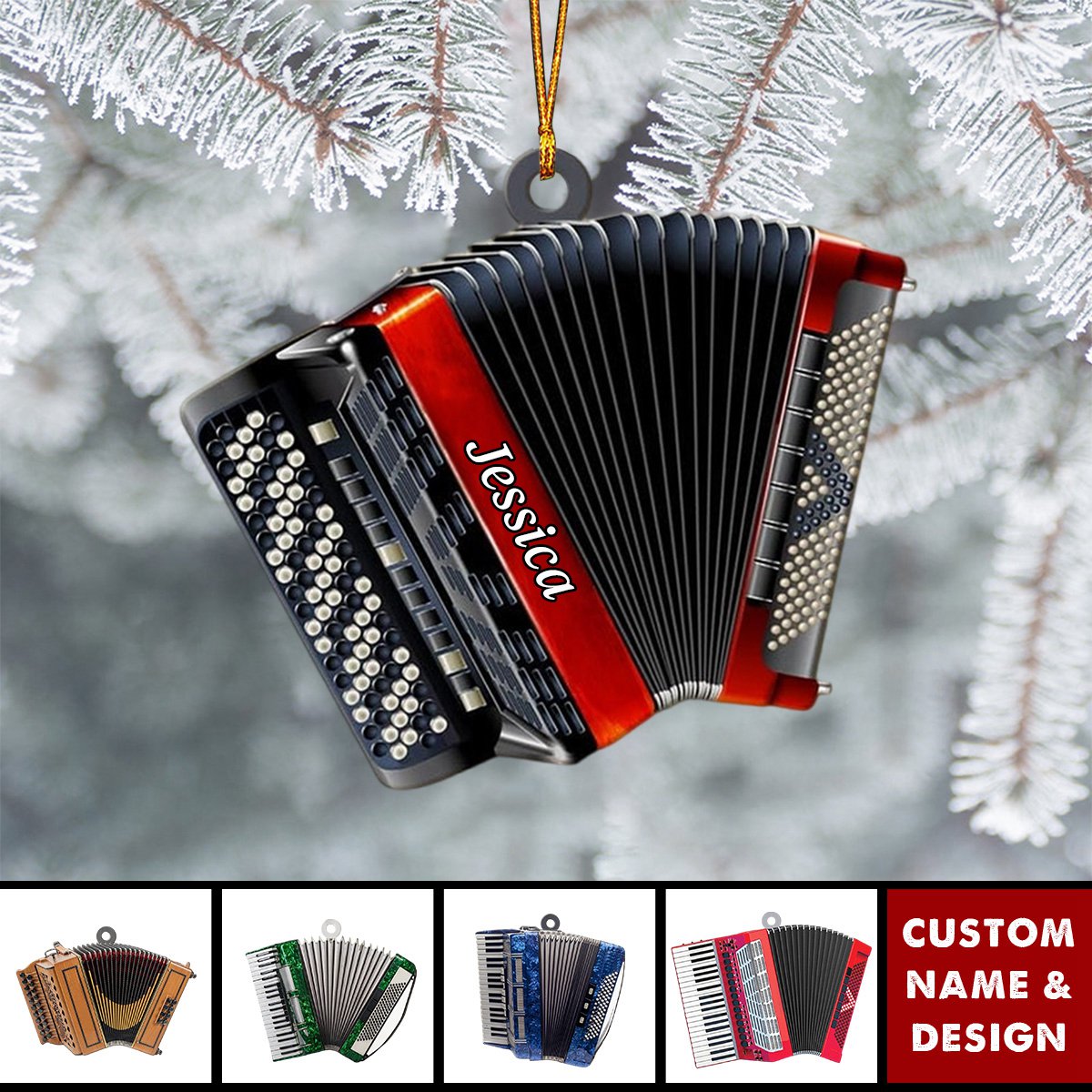 Personalized Accordion Christmas Ornament-Gifts Music Teacher Gifts Orchestra Accordion - 2024 New Release
