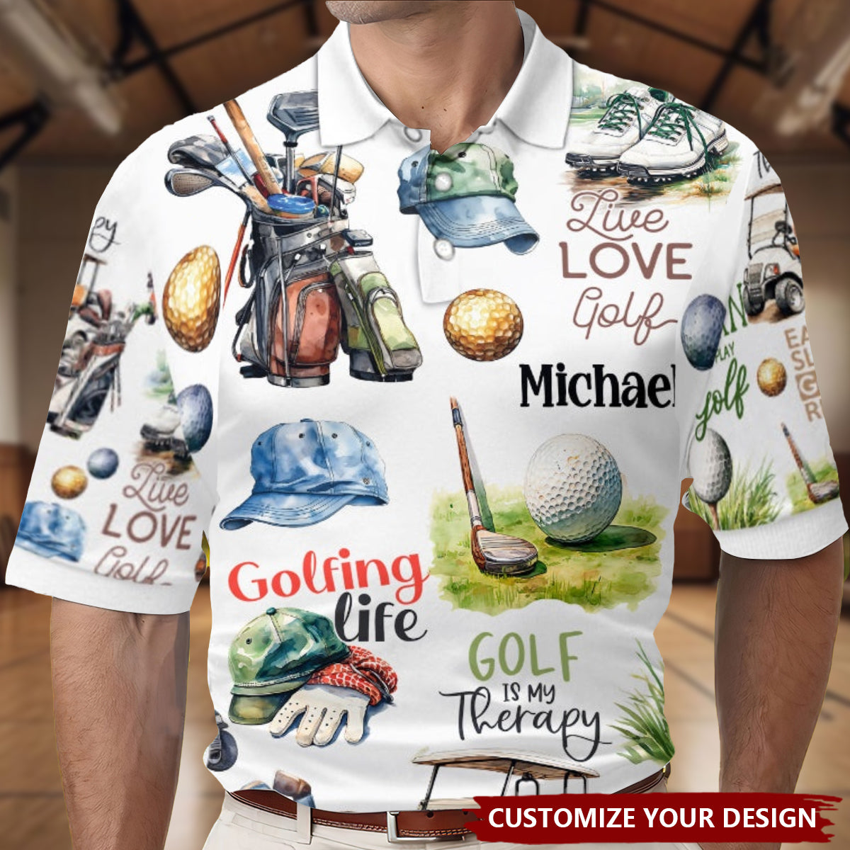 Live Love Golf - Personalized Golf Polo Shirt - The Best Gift For Golf Dad, Uncle, Husband