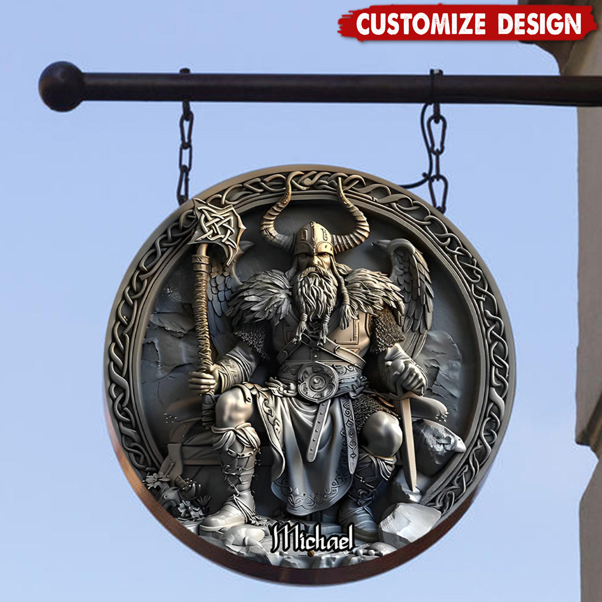Viking - Personalized Viking Round Metal Sign
