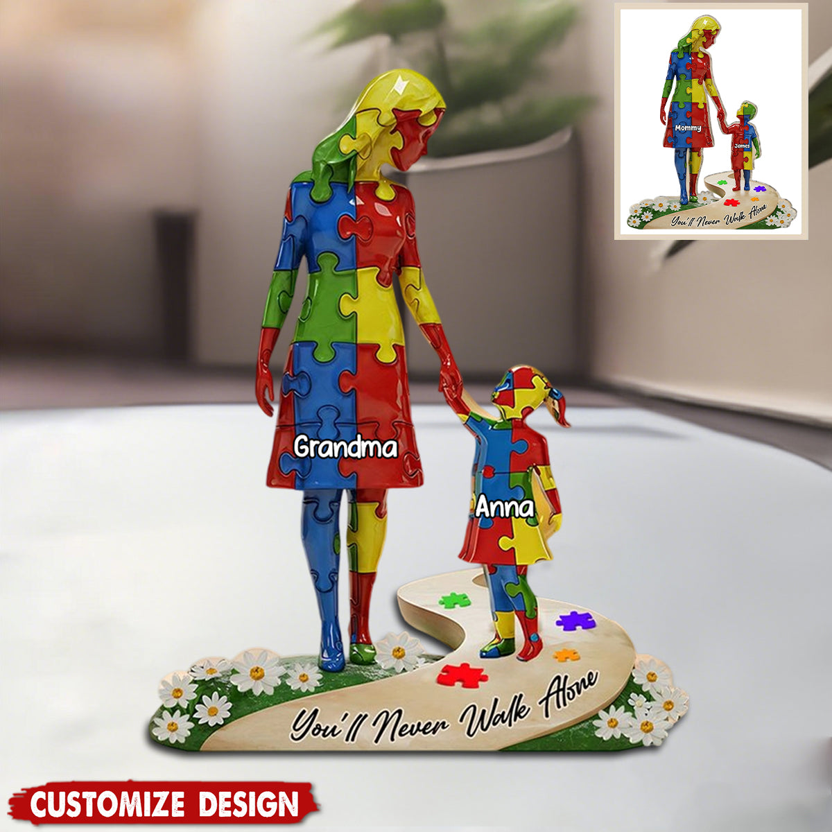 You'll Never Walk Alone - Personalized Autism Awareness Shaped Acrylic Plaque