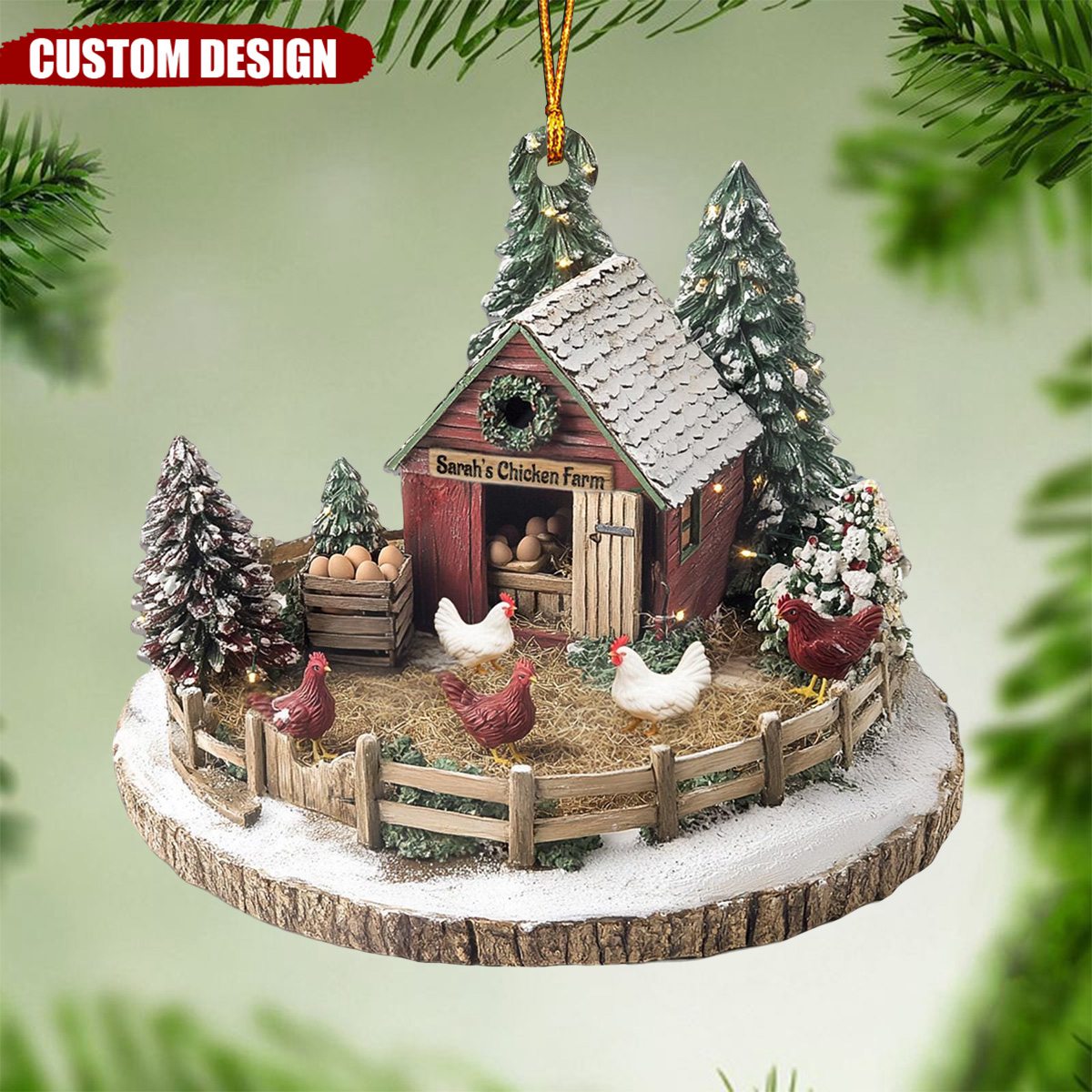 Personalized Dreamy Chicken Farm Ornament-Gifts For Chicken Lovers