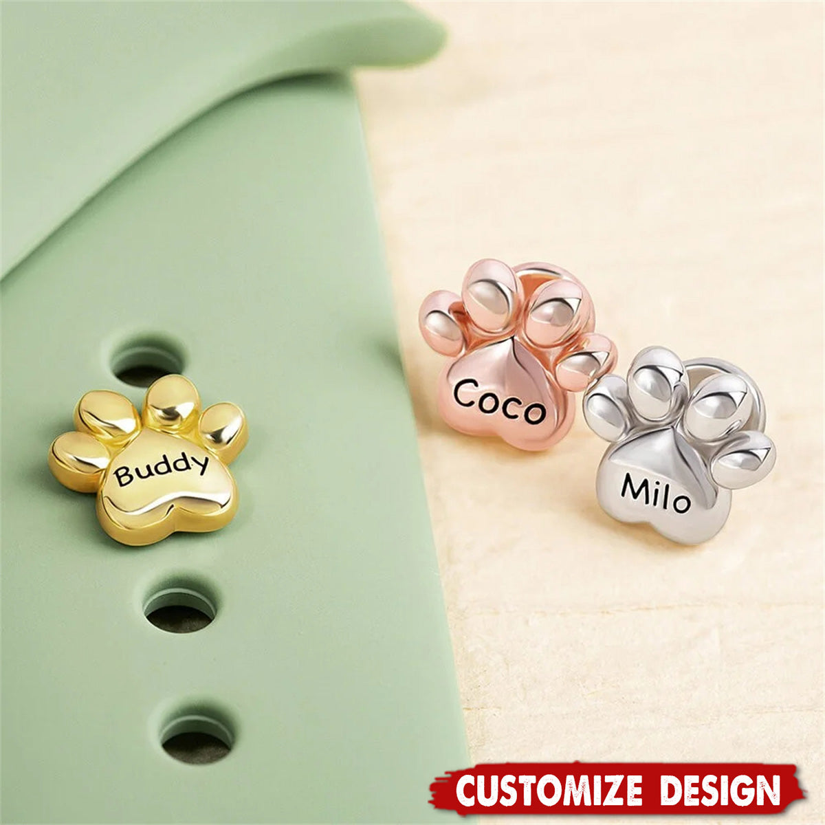 Personalised 3D Bubble Paw Print Watch Band Stud - Gift For Dog Cat Lovers