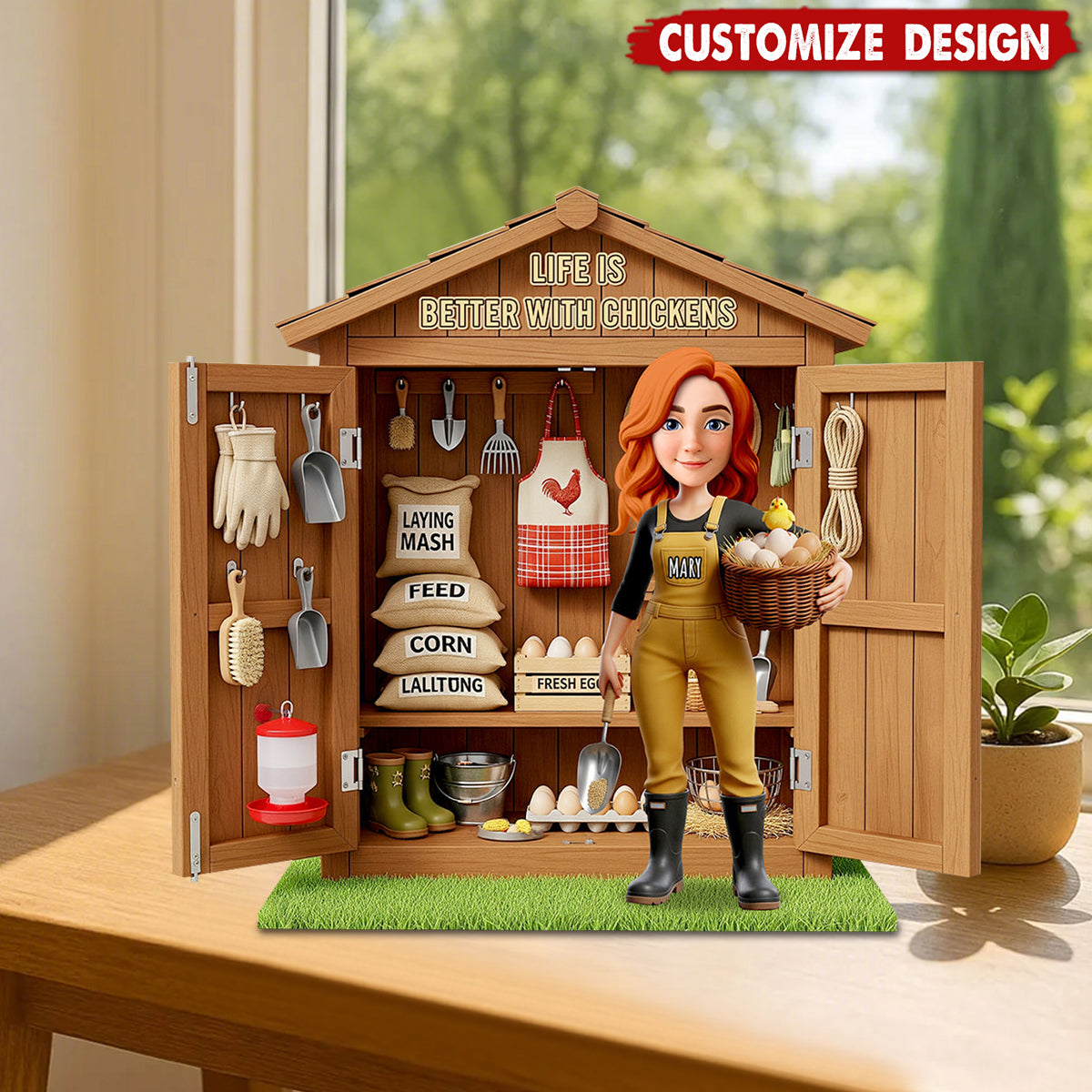 Chicken Girl Acrylic Plaque Personalized - Gifts For Farmers