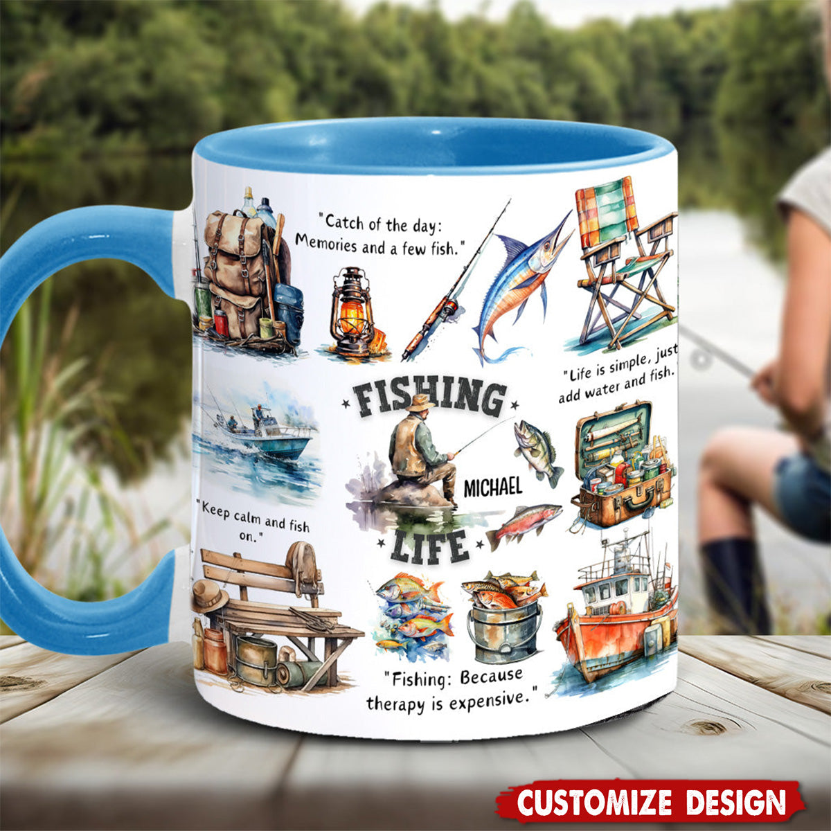 Personalized Fishing Accent Mug - Gift For Fishing Lovers