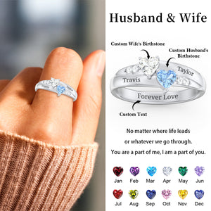 For My Love-Double Heart Gemstone Ring