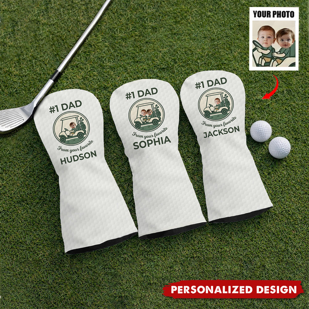Best Dad by Par-Personalized Golf Head Cover-Gift for Dad