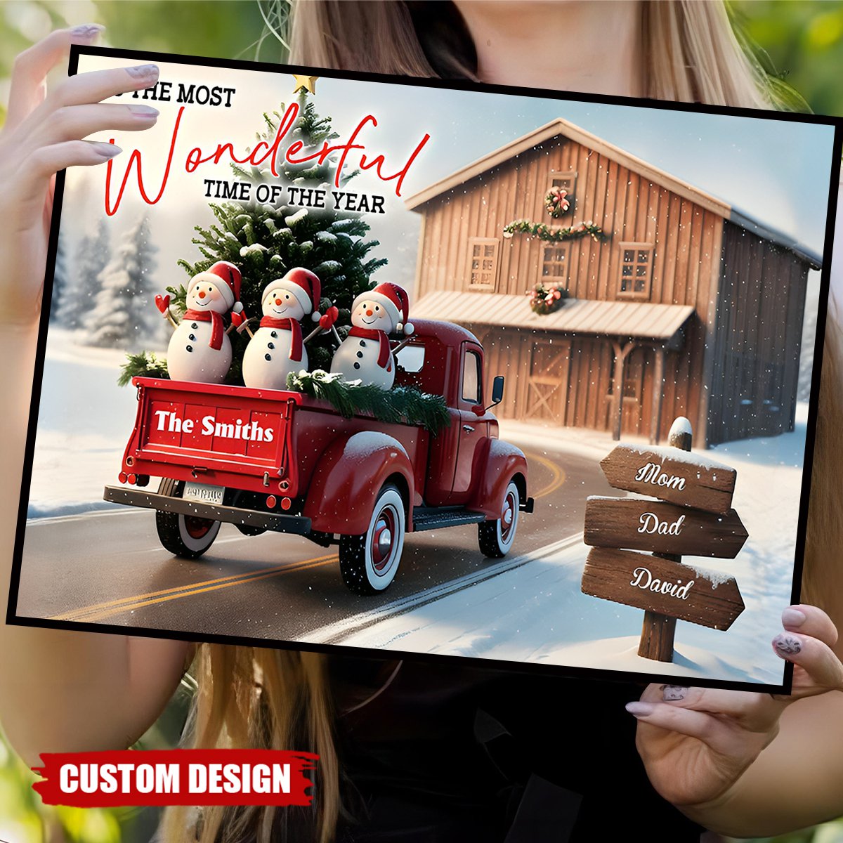 Rustic Christmas Family - Personalized Family Canvas And Poster