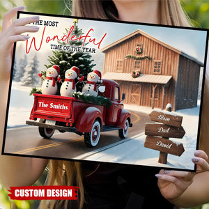 Rustic Christmas Family - Personalized Family Canvas And Poster