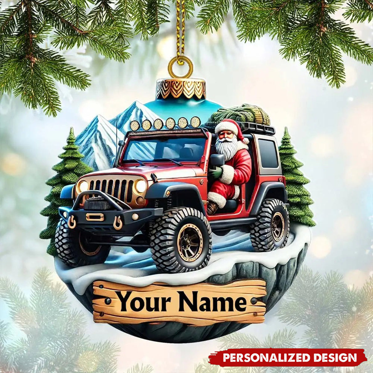 Custom Name Santa Ride Ornament, Santa Christmas Gift