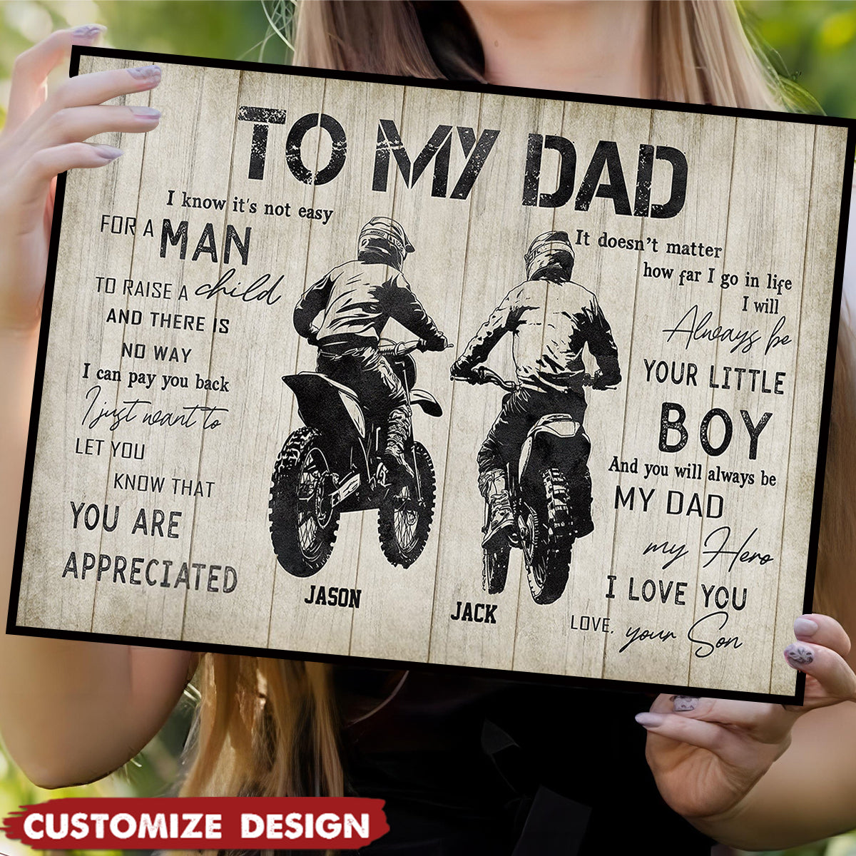 Personalized Motocross Dad Son Poster - Birthday,Father's Day Gift For Motocross Lovers