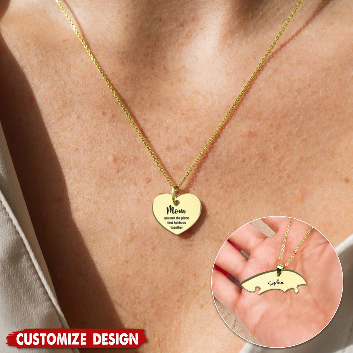 You Are The Piece That Holds Us Together - Personalized Mother Matching Pendant Necklace