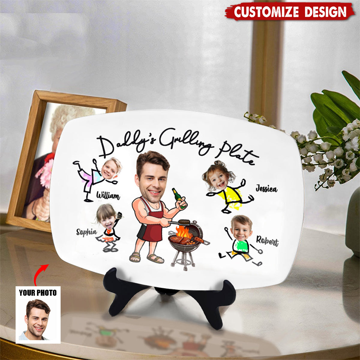 Daddy Grilling Plate - Father's Day Gift For Dad, Grandpa