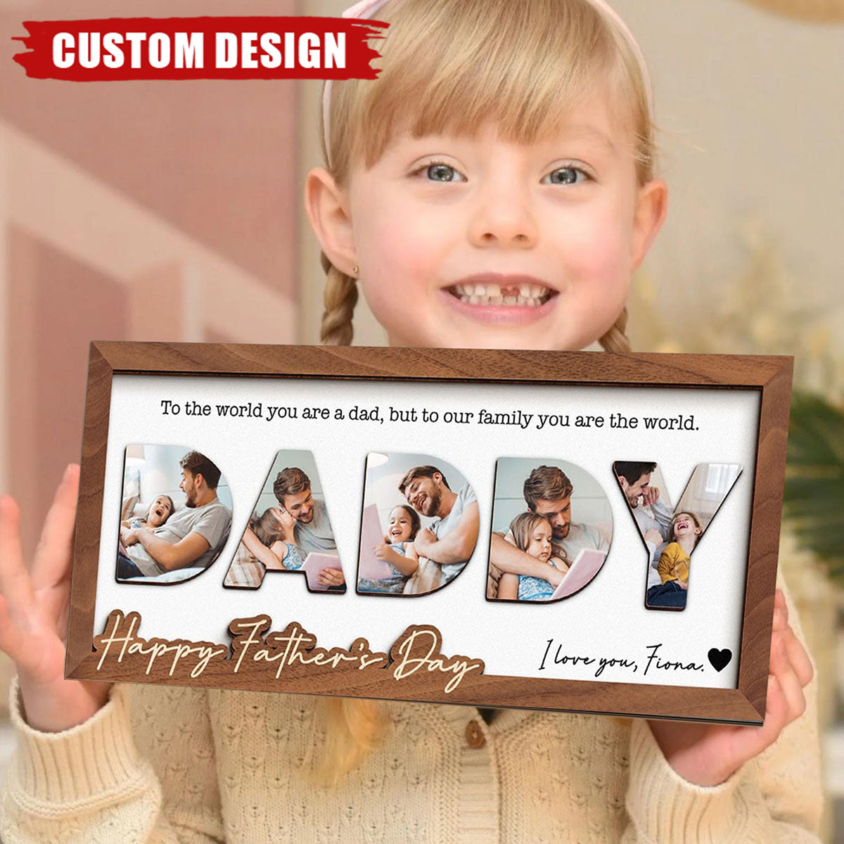 Dad You Are The World Personalized 2-Layered Wooden Plaque - Father's Day Gift For Dad, Grandpa
