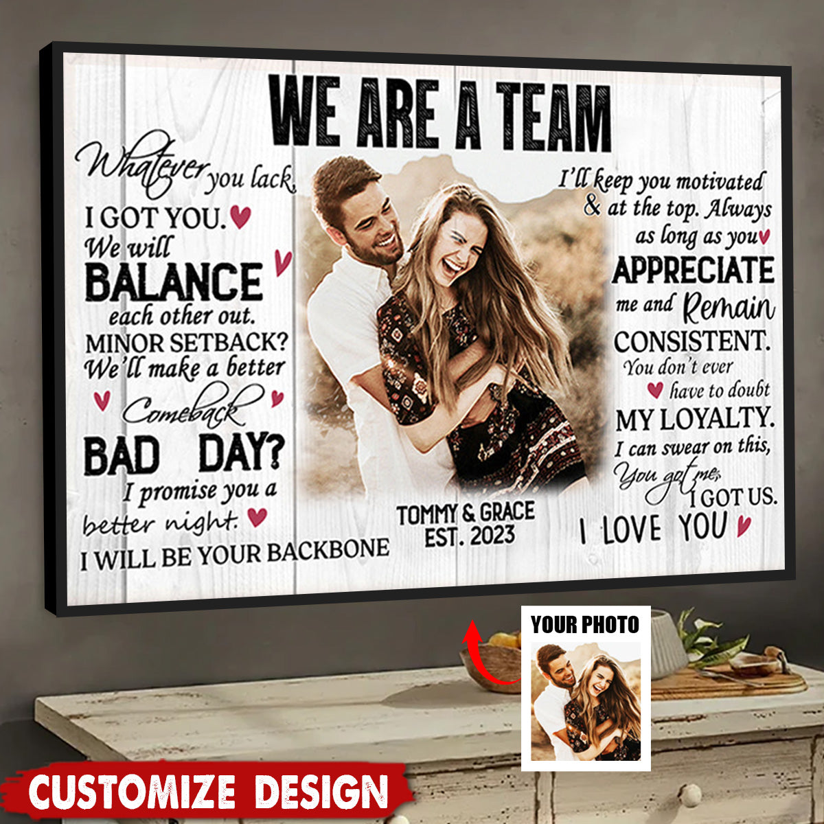 We Are A Team Personalized Couple Poster - Anniversary Gift For  Wife,Husband